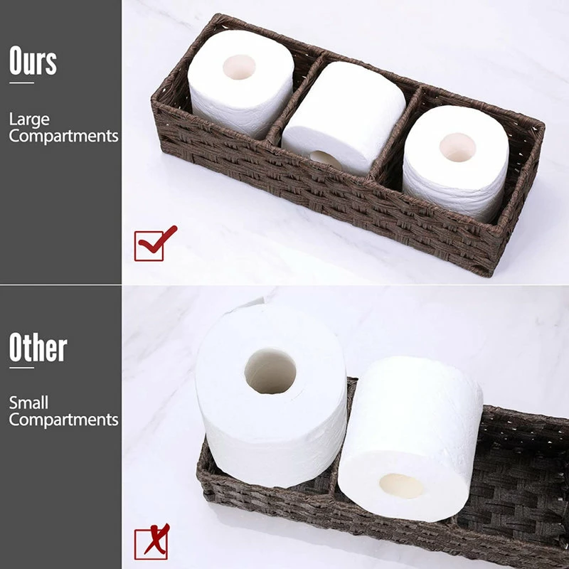 Wholesale 🔥 Brawbuy Toilet Paper Basket Hand-woven Basket, Storage Bin, Counter Vanity Organizer 🌟 4 Wholesale 🔥 Brawbuy Toilet Paper Basket Hand-woven Basket, Storage Bin, Counter Vanity Organizer 🌟 - Image 2