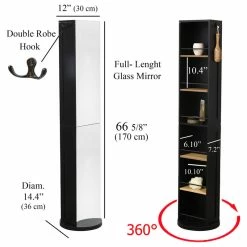Cheap 🌟 EVIDECO Swivel Storage Cabinet Organizer Linen, Full Length Mirror, 6 Shelves, Black 👏 -Outlet bathroom Store 0aa184a10287f1c8 2228 w800 h800 b1 p0