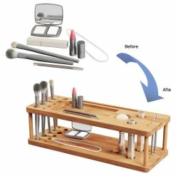 Buy 👍 Lavish Home Bamboo Countertop Makeup Station Vanity Organizer ⌛ -Outlet bathroom Store 10b176de0cbf3a57 0763 w800 h800 b1 p0