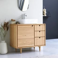 Promo 🛒 Contemporary Oak Single Vanity Unit | Tikamoon Jonàk 🎁 -Outlet bathroom Store 1141b98b00776704 4063 w800 h800 b0 p0