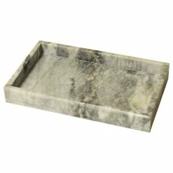 New 😉 Bello Treasure Polished Marble Bathroom Tray, Cloud Gray ⌛
