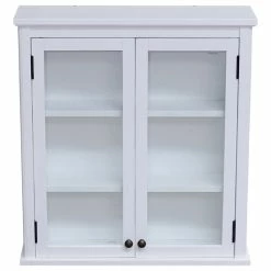 Cheap ❤️ Bolton Furniture, Inc. Dorset 27"W X 29"H Wall Mounted Bath Storage Cabinet, Glass Cabinet Doors 🎉