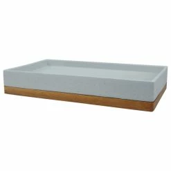 New 😉 TATARA Nu Steel Concrete Stone/Wooden Finish Amenity Tray 👏