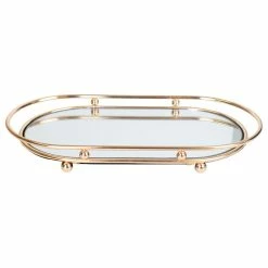 Budget 🎉 HOME BASICS Luxury Mirror Vanity Tray, Gold 😉