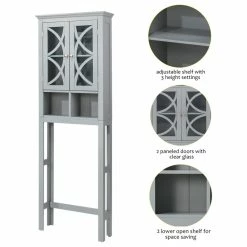 Budget 🛒 Glitzhome 68"H Gray Wooden Drop Door Bathroom Cabinet 🎁 -Outlet bathroom Store 43a195ec0205aef4 8451 w800 h800 b1 p0