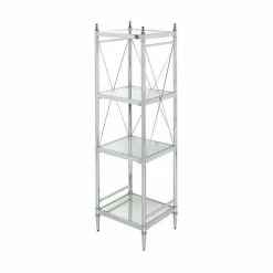 Brand new 😍 Linon Home Decor Products Linon Summit Metal And Glass Four Tier Shelf In Chrome ✨