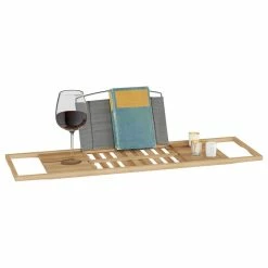 Budget 🎁 Bamboo Bath Caddy Natural Wood Bathtub Tray Lavish Home 🛒