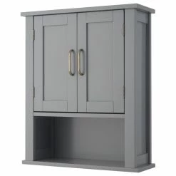 Best deal 🔥 Versanora Wooden Bathroom Wall Cabinet Open Shelf Grey 💯