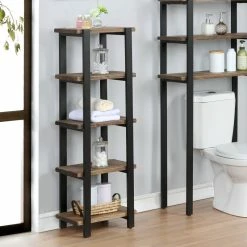 Hot Sale 🔔 Bolton Furniture, Inc. Pomona 48"H Metal And Solid Wood Bath Floor Storage Shelf 👏 -Outlet bathroom Store 85f1cd0e01f43683 7454 w800 h800 b0 p0