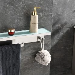 Outlet 🌟 Lexora Bagno Bianca Glass Shelf, Towel Bar, Robe Hook, Brushed Nickel 🎁 -Outlet bathroom Store 8a615e320ed66e92 3404 w800 h800 b0 p0
