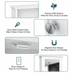 Promo 🎁 Costway New Bathroom Wall Cabinet Single Mirror Door Storage Wood Shelf White ⌛ -Outlet bathroom Store 8cf1af7800e4349e 4837 w800 h800 b1 p0