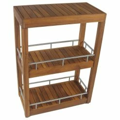 Flash Sale 💯 AquaTeak Patented Sula™ Rectangular Three-Tier Teak & Stainless Steel Bath Stand 🌟