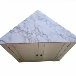 New 😉 Pilaster Designs Corolla Corner Bathroom Storage Floor Cabinet Organizer, White/Marble Wood 👏 -Outlet bathroom Store a291682b0de98ab4 9764 w800 h800 b0 p0