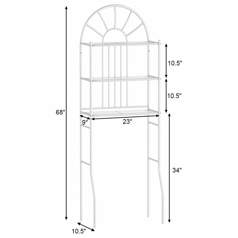 Budget โค๏ธ Gymax Bathroom 3-Tier Metal Storage Rack Over The Toilet Space Saver White ๐ 4 Budget โค๏ธ Gymax Bathroom 3-Tier Metal Storage Rack Over The Toilet Space Saver White ๐ - Image 2