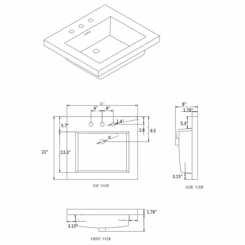 Buy ๐ Empire Industries Inc. Eclipse 25"x22" Ceramic Vanity Top, White With Single-Hole Drilling ๐ 4 Buy ๐ Empire Industries Inc. Eclipse 25"x22" Ceramic Vanity Top, White With Single-Hole Drilling ๐ - Image 2
