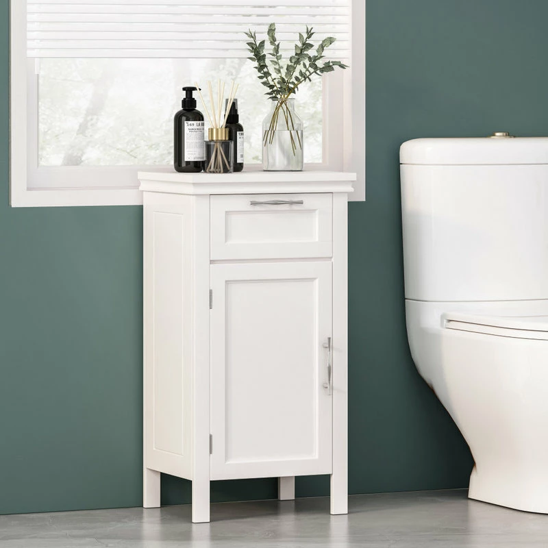 Buy ๐ฏ GDFStudio Meader Bathroom Floor Storage Cabinet With Drawer, White ๐ 4 Buy ๐ฏ GDFStudio Meader Bathroom Floor Storage Cabinet With Drawer, White ๐ - Image 2