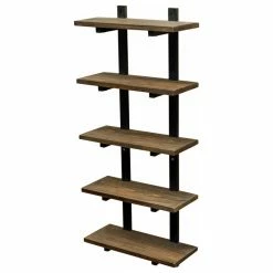 Discount 🎁 Bolton Furniture, Inc. Pomona 48"H 5-Shelf Metal And Solid Wood Bath Wall Shelf, Natural ❤️