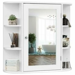 Flash Sale 🎉 Gymax Bathroom White Finish Multipurpose Mount Wall Surface Storage Cabinet 🌟