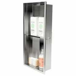 Outlet ⭐ Alfi Trade Vertical Double Shelf Bath Shower Niche, 12"x24", Polished Stainless Steel 😀 -Outlet bathroom Store bb41c2750ad6267a 0433 w800 h800 b1 p0