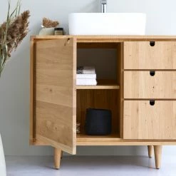 Promo 🛒 Contemporary Oak Single Vanity Unit | Tikamoon Jonàk 🎁 -Outlet bathroom Store c321944f00776707 4063 w800 h800 b0 p0