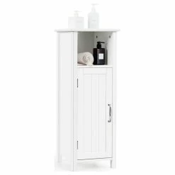 Best Pirce ❤️ Gymax Bathroom Floor Storage Cabinet Free Standing W/ Single Door Adjustable 😀
