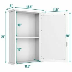 Promo 🎁 Costway New Bathroom Wall Cabinet Single Mirror Door Storage Wood Shelf White ⌛ -Outlet bathroom Store c961b27500e434a3 4837 w800 h800 b1 p0