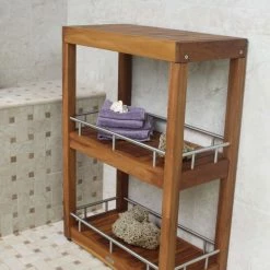 Flash Sale 💯 AquaTeak Patented Sula™ Rectangular Three-Tier Teak & Stainless Steel Bath Stand 🌟 -Outlet bathroom Store cd31e1a20d8b9b9d 4197 w800 h800 b0 p0