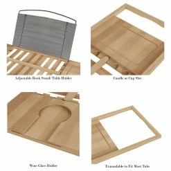 Budget 🎁 Bamboo Bath Caddy Natural Wood Bathtub Tray Lavish Home 🛒 -Outlet bathroom Store d371275f0bda18b7 9839 w800 h800 b1 p0