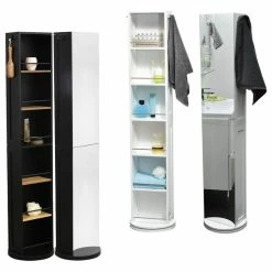 Cheap 🌟 EVIDECO Swivel Storage Cabinet Organizer Linen, Full Length Mirror, 6 Shelves, Black 👏 -Outlet bathroom Store d9a1ce570287f1ca 2228 w800 h800 b1 p0