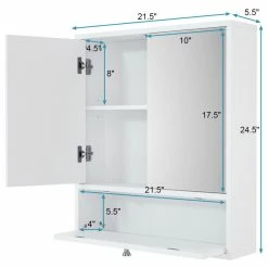 Best Pirce 👏 Costway Bathroom Cabinet Double Mirror Door Wall Mount Storage Wood Shelf White 🤩 -Outlet bathroom Store f811669a00d595d1 2561 w800 h800 b1 p0