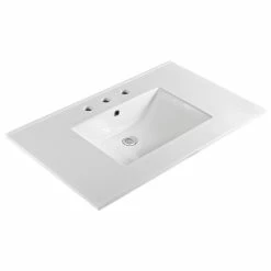 Outlet ✔️ Empire Industries Inc. Unique 37"x22" Ceramic Vanity Top, White With 8" Widespread Drilling ⭐