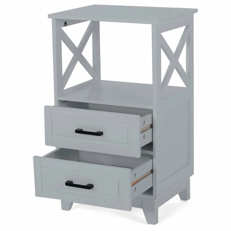 Promo 🎉 GDFStudio McCusker Bathroom Storage Cabinet With Drawers, Gray ✔️ 6 Promo 🎉 GDFStudio McCusker Bathroom Storage Cabinet With Drawers, Gray ✔️ - Image 4