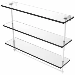 Best reviews of ❤️ Allied Brass 22" Triple Tiered Glass Shelf With Integrated Towel Bar, Matte White 🔥