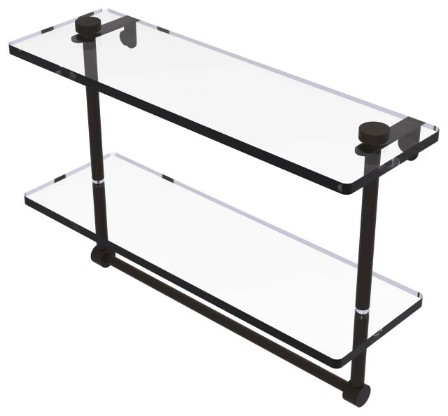 Outlet ๐ Allied Brass 16" Two Tiered Glass Shelf With Integrated Towel Bar, Oil Rubbed Bronze ๐ 3 Outlet ๐ Allied Brass 16" Two Tiered Glass Shelf With Integrated Towel Bar, Oil Rubbed Bronze ๐