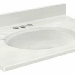 Best Sale 🛒 Transolid Cultured Marble 19"x17" Vanity Top, White On White 💯
