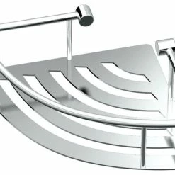 Discount 👍 Gatco Fine Bathware Elegant 11" Corner Shelf With Rails, Chrome 🔥